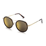 Unisex Round Sunglasses // Dark Chocolate Tortoise + Gold