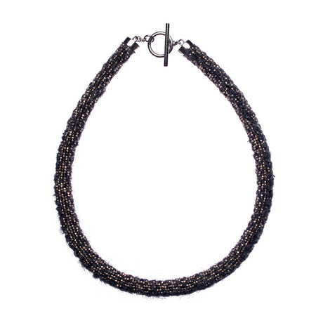 Wool + Copper Necklace // Brown