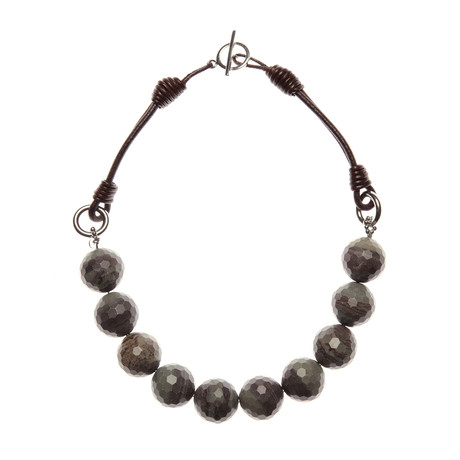 Natural Stone Necklace // Brown + Gray