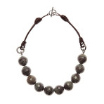 Natural Stone Necklace // Brown + Gray