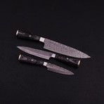 Damascus Chef Knife Set // 3 Piece