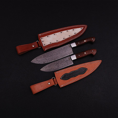 Damascus Chef Knife Set // 2 Piece Set