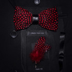 Polka Dot Feather Bow Tie // Bordeaux