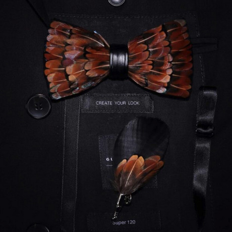 Feather Bow Tie // Brown + Camel