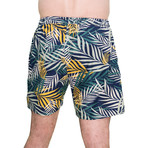 Jungle Leaves Comfort Flex Board Shorts // Green (Small)