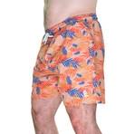 Jungle Leaves Comfort Flex Board Shorts // Tan (Small)