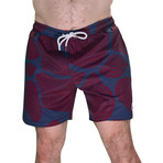 Topographic Comfort Flex Board Shorts // Burgundy (Small)