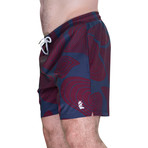 Topographic Comfort Flex Board Shorts // Burgundy (Small)