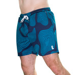 Topographic Comfort Flex Board Shorts // Turquoise (Small)