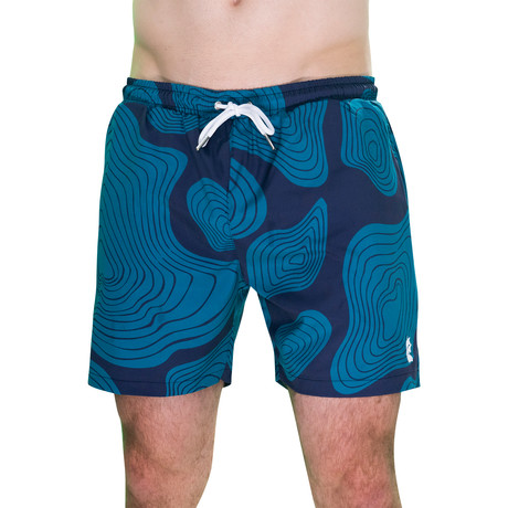 Topographic Comfort Flex Board Shorts // Turquoise (Small)