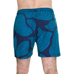 Topographic Comfort Flex Board Shorts // Turquoise (Small)