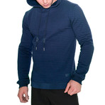 Textured Sport Fit Hoodie // Navy (Small)