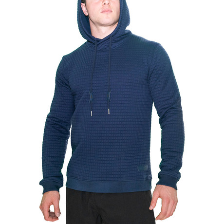 Textured Sport Fit Hoodie // Navy (Small)