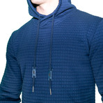 Textured Sport Fit Hoodie // Navy (Small)