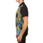 Jeans Couture Pima Cotton Baroque Design Polo Shirt // Black + Gold + Teal // X-Small