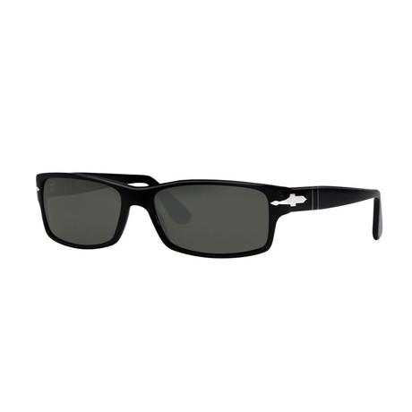 Persol // Men's Rectangle Polarized Sunglasses // Black + Green