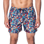 Swim Trunks // Blue + Red Camo (M)