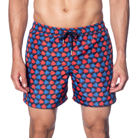 Swim Trunks // Blue + Red Fish (S)