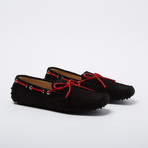 Valdez Suede Leather Loafer // Black + Red Suede Shoelaces (Euro: 41)