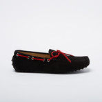 Valdez Suede Leather Loafer // Black + Red Suede Shoelaces (Euro: 41)
