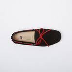 Valdez Suede Leather Loafer // Black + Red Suede Shoelaces (Euro: 41)