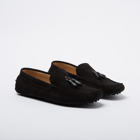 John Suede Leather Loafer // Black + Leather Tassels (Euro: 41)