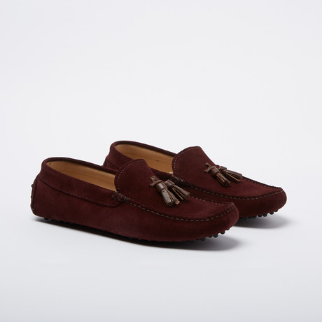 Pena Suede Leather Loafer // Bordeaux + Brown Leather Tassels (Euro: 41)