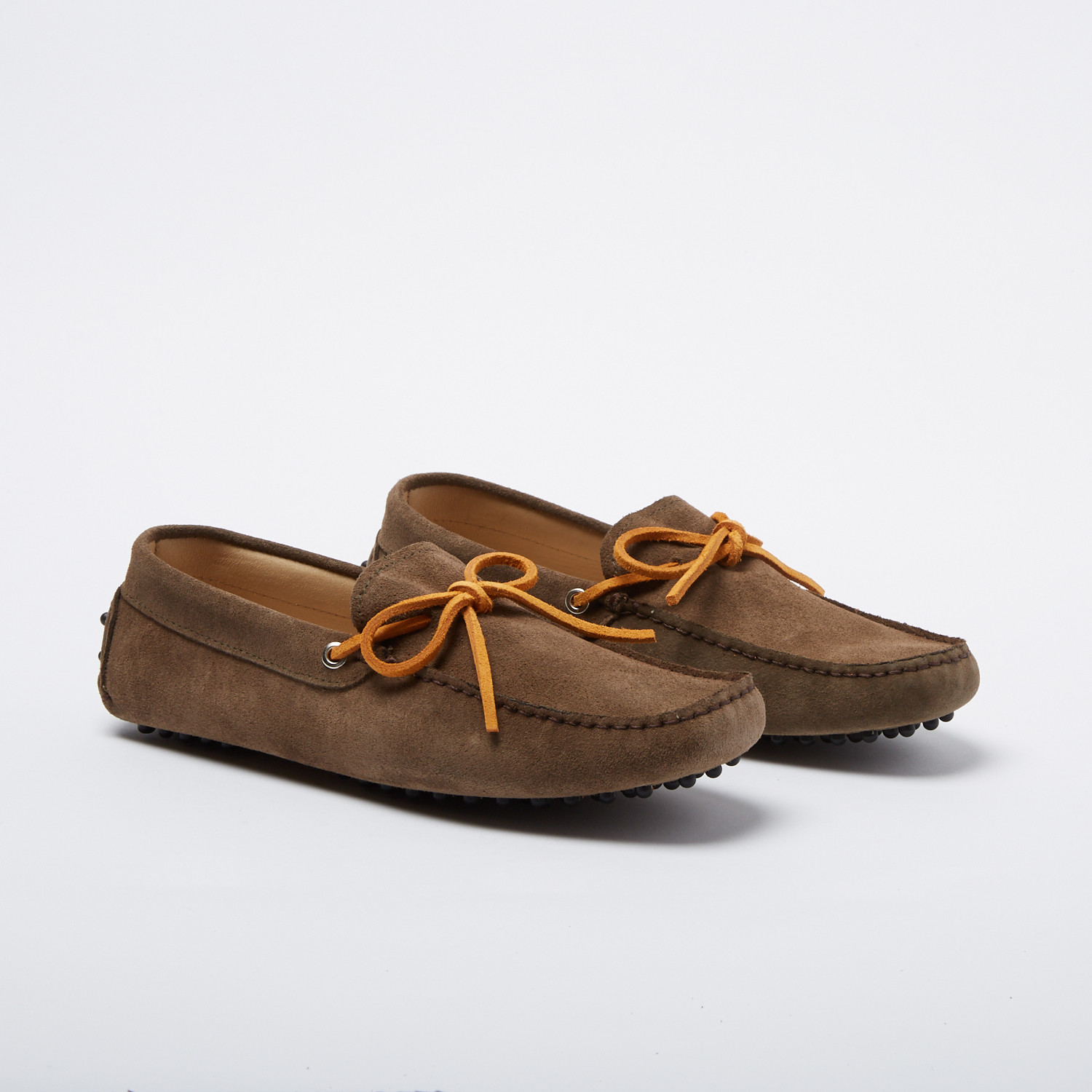 Howell Suede Leather Loafer // Light Gray + Yellow Suede Shoelaces ...