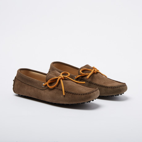 Howell Suede Leather Loafer // Light Gray + Yellow Suede Shoelaces (Euro: 39)