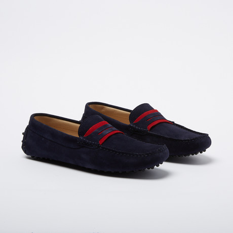 Fitzpatrick Suede Leather Loafer // Navy + Red (Euro: 39)