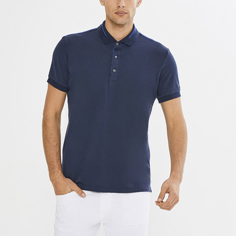 Lined Collared Shirt // Navy Blue (S)