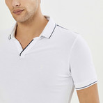 Lined Collared Shirt // White (L)