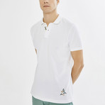 Floral Stitch Short Sleeve Polo // White (M)