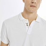 Floral Stitch Short Sleeve Polo // White (2XL)