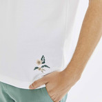 Floral Stitch Short Sleeve Polo // White (S)