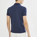 Leaf Short Sleeve Polo // Navy Blue (M)