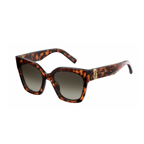 Marc Jacobs // Women's Rectangular Frame Sunglasses // Dark Havana + Brown Gradient Lens