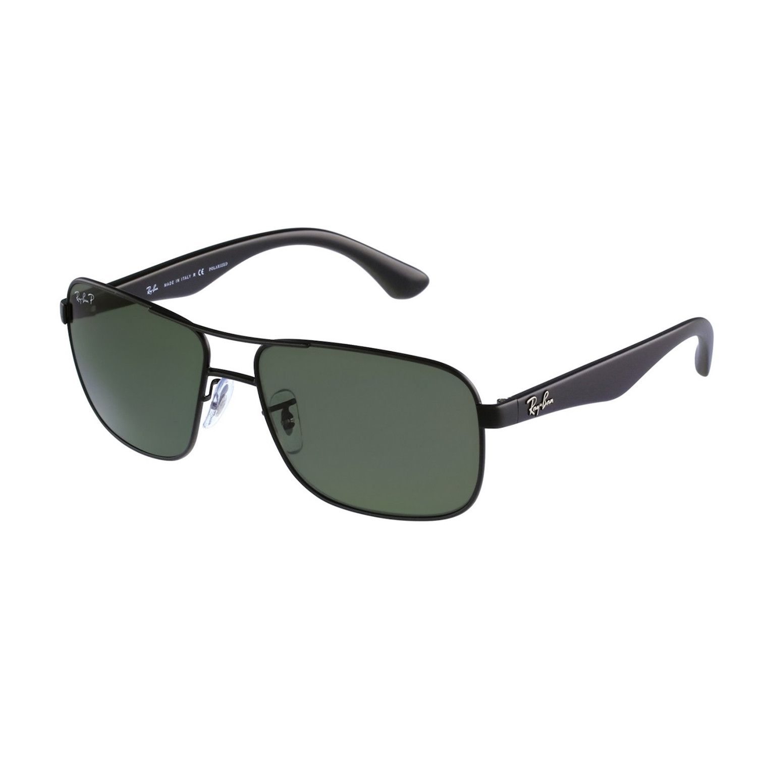 Ray-Ban // Unisex Aviator Sunglasses // Black + Polarized Green Classic
