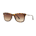 Ray-Ban // Unisex Rectangular Wayfarer Sunglasses // Tortoise Gunmetal + Brown Gradient