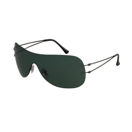 Ray-Ban // Unisex Shield Frame Sunglasses // Gunmetal + Green Classic