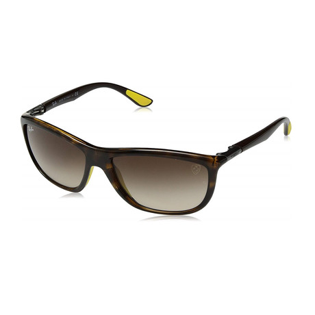 Men's Ferrari Edition Rectangular Frame Sunglasses // Dark Brown + Brown