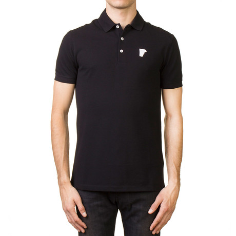 Medusa Logo Regular Fit Pique Polo Shirt // Black (XL)