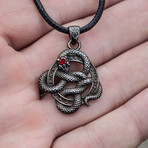 Snake Pendant + Gem // Black