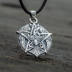 Pentagram + Raven Pendant // Silver