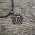 Snake Pendant + Gem // Black