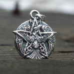 Pentagram + Raven Pendant // Silver