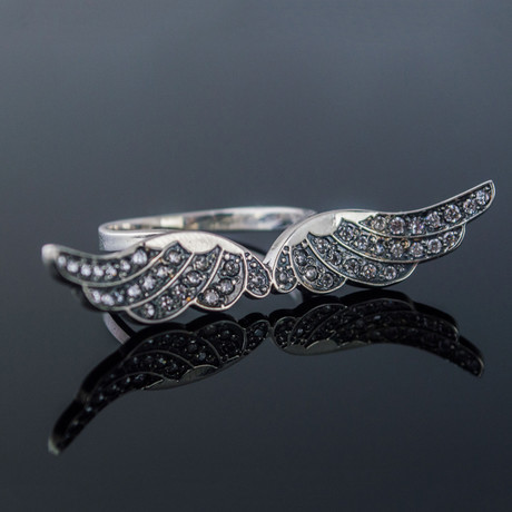 Feathers Cubic Zirconium Ring // Silver (5)