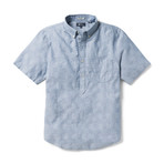 Jacquard Denim Tailored Short Sleeve Button-Up // Chambray (2XL)