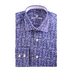 Abstract Triangle Print Long Sleeve Shirt // Navy Blue (XL)