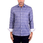 Abstract Triangle Print Long Sleeve Shirt // Navy Blue (L)